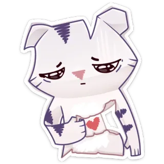 💔 a4824137 gato, dibujo animado, lindo, triste, corazón, animal, sticker telegram sticker