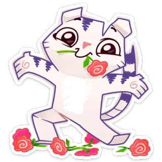 💐 c7a8350c gato, animal, rosa, flor, lindo, dibujo animado telegram sticker