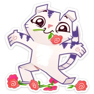 💐 3832aa24 kot, kwiat, róża, słodki, kreskówka, naklejka telegram sticker