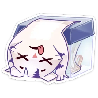 😵 7aeda85d kot, pudełko, słodki, zwierzę, naklejka, śmieszny telegram sticker