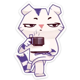 ☕ 7f4c45cb kot, kawa, zwierzę, słodki, napój, naklejka telegram sticker