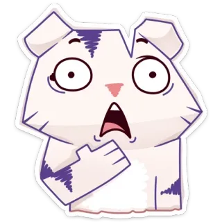 😳 ca2981c3 kot, naklejka, wyraz, zszokowany, zwierzę, kreskówka, biały telegram sticker