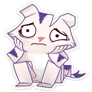 ☹ e5b49eb4 kot, smutny, słodki, kreskówka, biały, naklejka telegram sticker