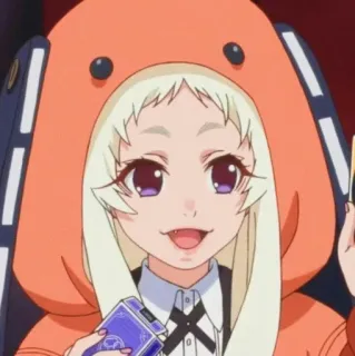 🕊 6b83234b Itsuki Sumeragi Kakegurui アニメ, 女の子, 賭ケグルイ, 皇伊月, カード, オレンジパーカー telegram sticker