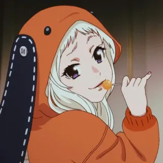 🕊 a561d5c8 アニメ, 女の子, オレンジパーカー, キャンディ, 可愛い, 漫画 telegram sticker