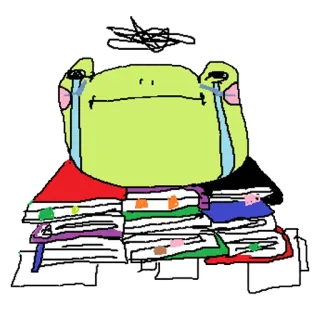 🤯 c6478886 กบ, ร้องไห้, กองกระดาษ, เศร้า, มีม, มีมอินเทอร์เน็ต telegram sticker