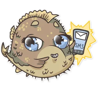 🐡 62341bc6 SMS pesce, emoji, mobile, messaggio, cartone animato, carino telegram sticker