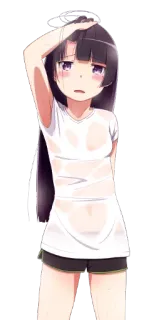 😪 3efd2816 anime, chica, sudorosa, camiseta, personaje telegram sticker