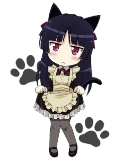 😾 5f51f24a Anime, Manga, Kawaii, Chica gato, Sirvienta, Chibi, Lindo telegram sticker
