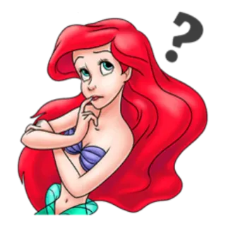❓ 2ababe56 Ariel The Little Mermaid disney, putri duyung, pertanyaan, kartun, animasi telegram sticker