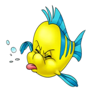 😝 39bcd312 Flounder The Little Mermaid ikan, kuning, biru, Disney, kartun, hewan telegram sticker