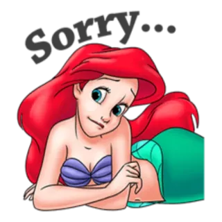 😔 576791ac Ariel The Little Mermaid Sorry... disney, kartun, minta maaf, putri duyung, putri telegram sticker