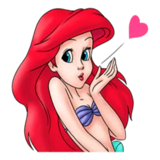 💋 f85ea14d Ariel The Little Mermaid disney, putri duyung, putri, kartun, cium jauh telegram sticker