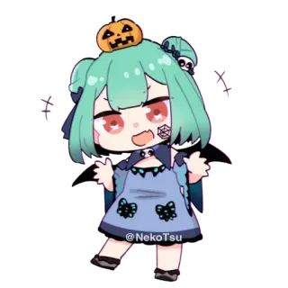 🎃 73b6d57a @NekoTsu anime, halloween, cute, cartoon telegram sticker
