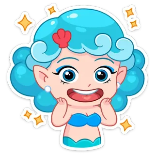 🤩 15139f0b sirena, dibujos animados, lindo, brillos, submarino, criatura marina, fantasía whatsapp sticker