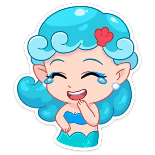 😂 1c6f63db sirena, dibujo animado, lindo, mar, océano, chica whatsapp sticker