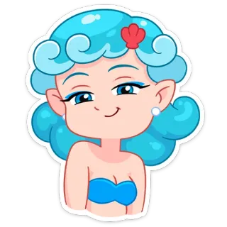 ☺️ 2159a72f sirena, dibujos animados, mar, océano, mujer, niña, lindo whatsapp sticker