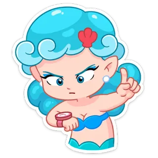 ☝️ 61d1eb7d sirena, dibujos animados, personaje, pegatina, mujer whatsapp sticker