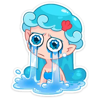 😭 72adc14d sirena, llorando, triste, dibujos animados, agua, océano, lágrimas whatsapp sticker
