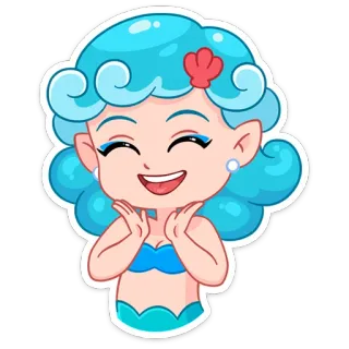 ☺️ 9e6d7111 sirena, mar, océano, dibujo animado, personaje, lindo, chica, fantasía whatsapp sticker