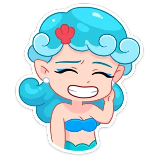 😅 ae427869 sirena, dibujos animados, personaje, mar, océano, fantasía whatsapp sticker