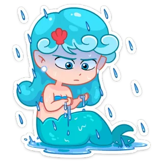 ☔️ e31bb2de sirena, dibujos animados, agua, lindo, mar, océano whatsapp sticker