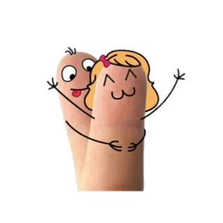 🙌 7ef1bec5 desenho animado, dedos, amor, abraço, feliz telegram sticker