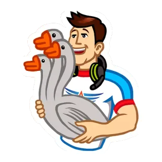 👻 69338430 鹅, 游戏玩家, 卡通, 吉祥物, 头像 telegram sticker