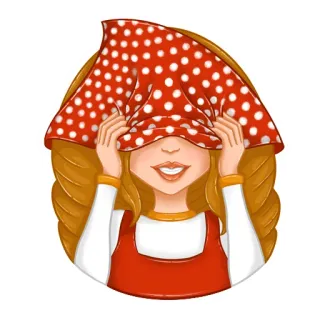 🙈 02f72e14 女孩, 儿童, 头巾, 红色, 圆点, 肖像 telegram sticker