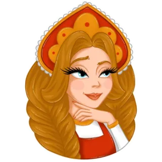 😏 046974e7 女人, 女孩, 肖像, 传统服装, 头饰, 插画 telegram sticker