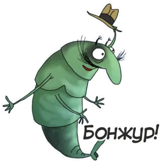 👋 17902abd Бонжур! Cartoon, Käfer, Gruß, Hut telegram sticker