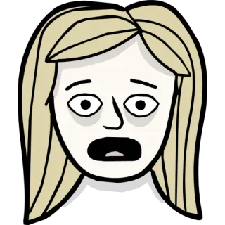 😨 3152ff3d visage, femme, effrayé, blonde, dessin animé, expression, peur, inquiète telegram sticker