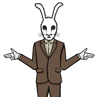 🤡 37dc11cb lapin, pistolet avec les doigts, masque animal, costume, geste, pistolet doigt telegram sticker