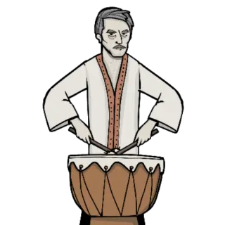 🥁 557fa98c batteur, homme, batterie, musique, musicien, groupe, percussion telegram sticker