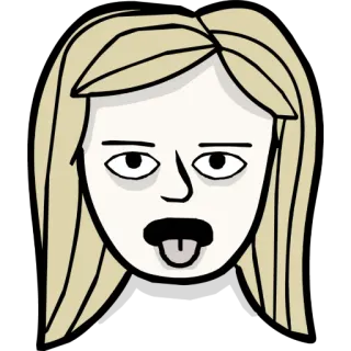 😛 625ea3ea dessin animé, visage, cheveux blonds, femme, tirer la langue, drôle telegram sticker