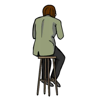 🍷 697c6aa9 homme, assis, tabouret, dos, cheveux bruns telegram sticker