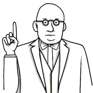 👆 9846e0d9 homme, dessin animé, costume, lunettes, professeur, professeur d'université, nœud papillon telegram sticker