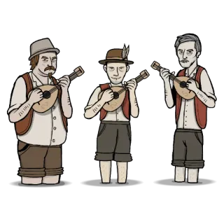 🪕 a0fdc740 hommes, mandoline, musique, chapeaux, folk, instrument, vintage telegram sticker