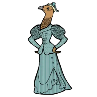 🤨 a432d962 oiseau, animal, vêtement, victorien, robe, anthropomorphe, dinde telegram sticker