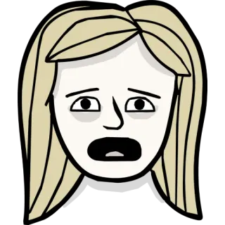 😰 a84b0f79 femme, blonde, choquée, dessin animé, visage, expression telegram sticker