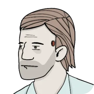 🙂 acae5476 homme, dessin animé, portrait, tête, épaule, menton telegram sticker