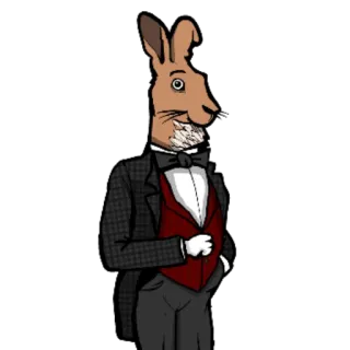 🐰 cfec307f lapin, animal, dessin animé, anthropomorphe, tenue de cérémonie, illustration telegram sticker