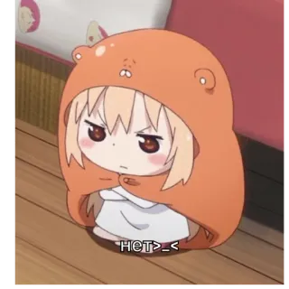 🐹 1dbf49b6 НЕТ>_< anime, girl, cute, bear hoodie, chibi, upset, russian telegram sticker