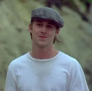 ☺️ bf299a8d Ryan Gosling diễn viên, người nổi tiếng, người đàn ông, mũ, nụ cười telegram sticker