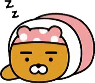 😴 0b2ae7cc Ryan ZZ сонный, Kakao Friends, Райан, медведь whatsapp sticker