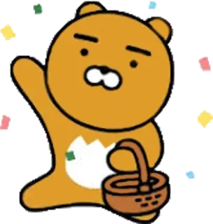 😀 17a713ba Ryan Райан, медведь, мультфильм, Kakao Friends whatsapp sticker