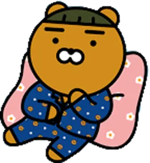 😃 42b9329e Ryan Райан, Kakao Friends, Мультфильм, Милый, Пижама, Спит, Отдыхает whatsapp sticker