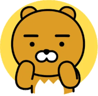 🙌 6c6e7f42 Ryan мультфильм, медведь, персонаж, милый, Kakao Friends whatsapp sticker