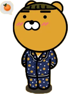 🍊 98786b29 Ryan ryan, медведь, пижама, оранжевый, kakao friends whatsapp sticker