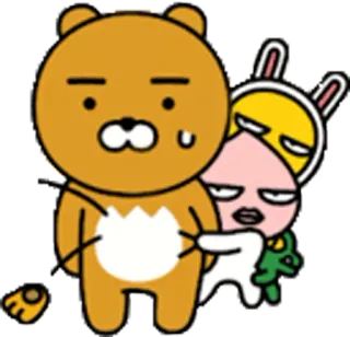 😏 b6eb1521 медведь, заяц, милый, мультфильм, наклейка whatsapp sticker